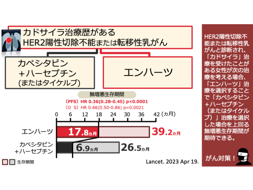 【HER2陽性乳がん：三次治療（PFS  - 日本がん対策図鑑